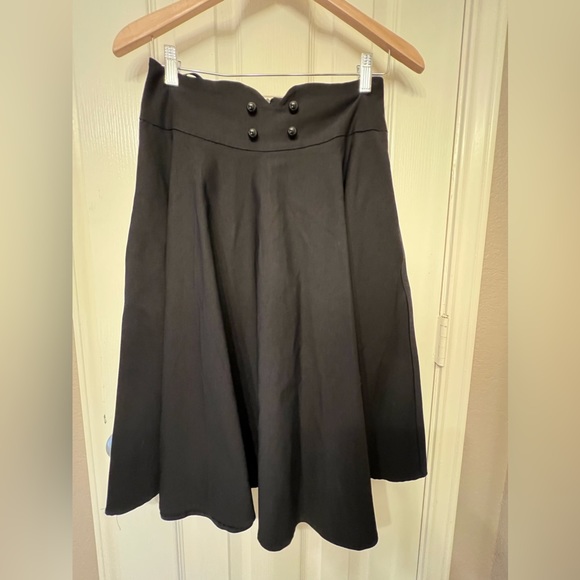 NWT Bella Poque size M black high waisted flared retro midi skirt with pockets - Picture 2 of 11